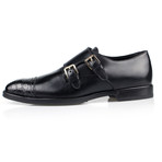 Brioni // Leather + Crocodile Toe Double Monkstrap Dress Shoes // Black (US: 7)