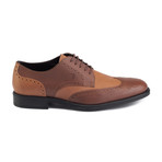 Saffiano Leather Derby Brogue Dress Shoe // Light Brown (UK 6.5)