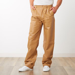 Pleated Leather Pants // Tan (34WX32L)