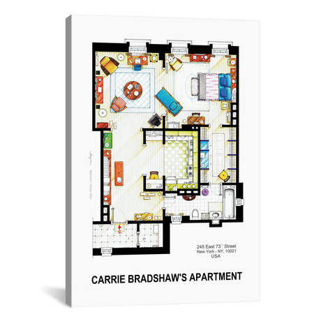 Apartment Of Carrie Bradshaw From Sex & The City (18"W x 26"H x 0.75"D)