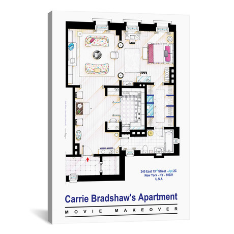 Apartment Of Carrie Bradshaw From Sex & The City Film (18"W x 26"H x 0.75"D)