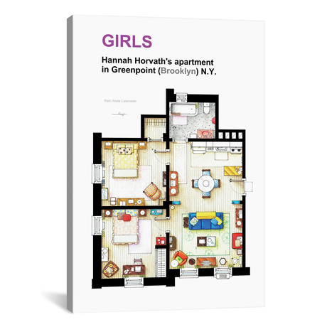 Apartment Of Hannah Horvath From Girls (18"W x 26"H x 0.75"D)