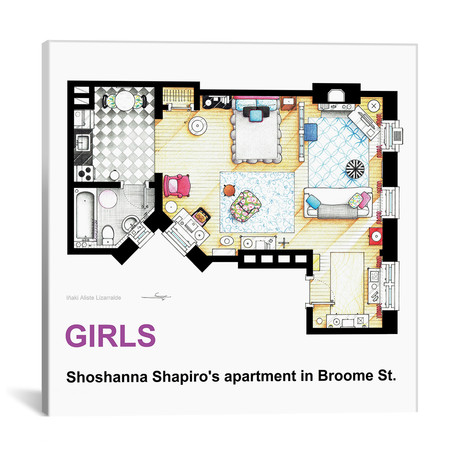 Apartment Of Shoshanna Shapiro From Girls (18"W x 18"H x 0.75"D)