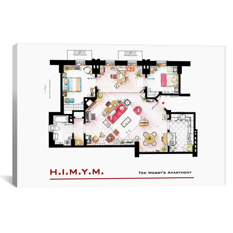Apartment Of Ted Mosby From How I Met Your Mother (26"W x 18"H x 0.75"D)