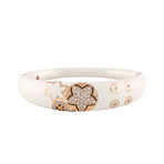 Nouvelle Bague India Preziosa 18k Rose Gold Diamond + White Enamel Bangle Bracelet