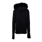 L.G.B. // Fur Hood Cotton Blend Zip Up Parka Jacket V2 // Black (XXS)