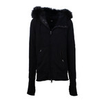 L.G.B. // Fur Hood Cotton Blend Zip Up Parka Jacket V2 // Black (XXS)