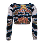 Baja East // Tiger Cropped Crew Neck Sweater // Multi-Color (XXS)