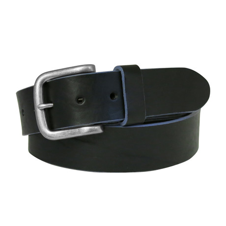 Bastian Contrast Edge Leather Belt // Black (34)