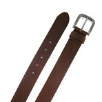 Bastian Contrast Edge Leather Belt // Cognac (34)