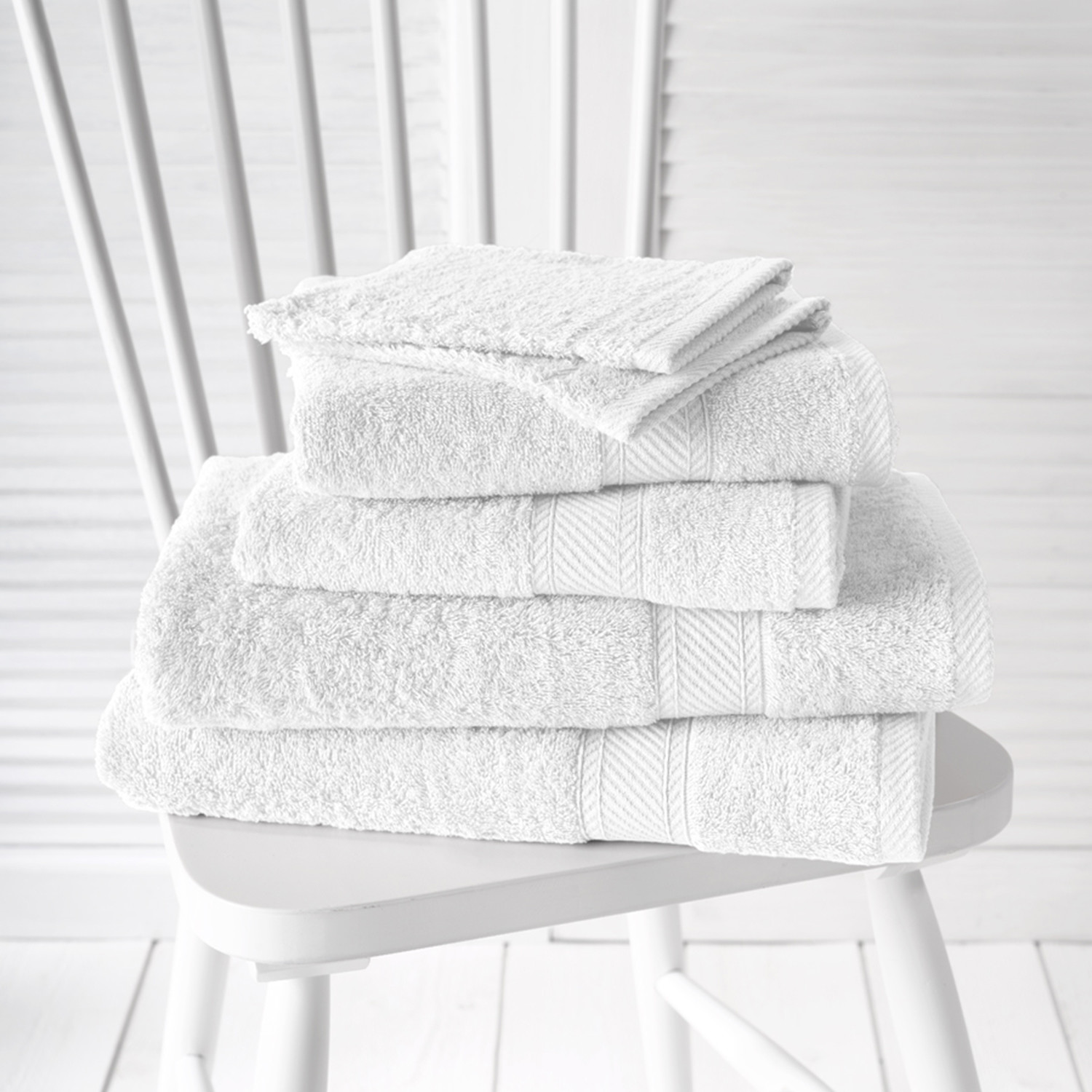 Helene Bath Linen Set // White (Set of 6 // Bath Mitts) De Witte