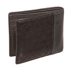 Bottega Veneta // Black Gray Leather  Woven Bifold Wallet // B049547398  // Pre-Owned