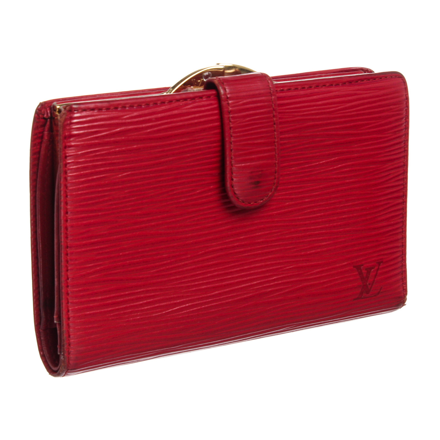 Louis Vuitton // Red Epi Leather French Snap Wallet // MI0945 // Pre ...