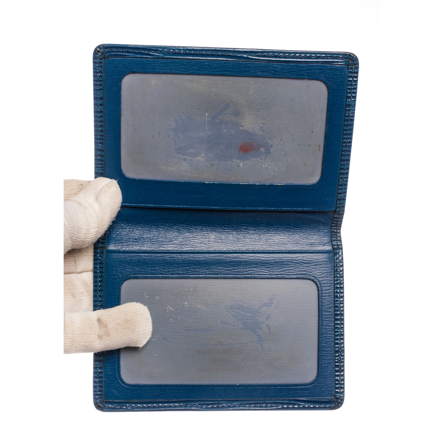 Louis Vuitton // 1994 Blue Epi Leather ID Card Holder Wallet // MI0974 // Pre-Owned - Vintage ...