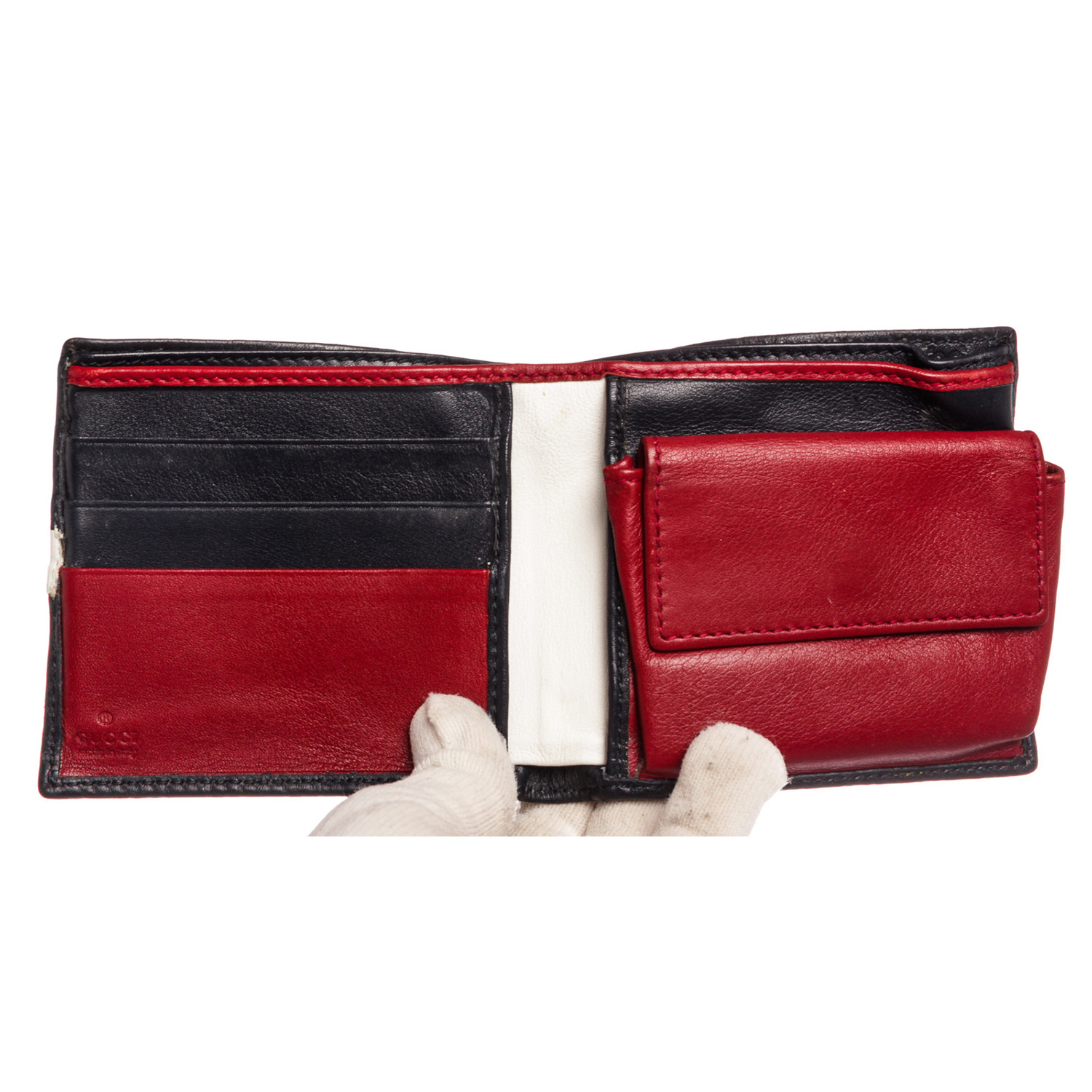 Gucci // Navy Blue Guccissima Leather Blue + Red Bifold Wallet // 2820232184 // Pre-Owned ...
