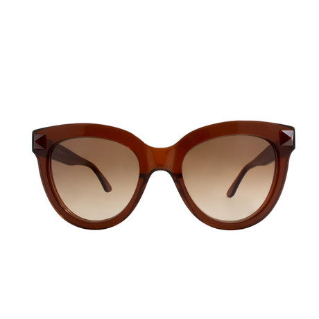 Valentino // Cat Eye Acetate Sunglasses // Transparent Red Brown + Brown Gradient