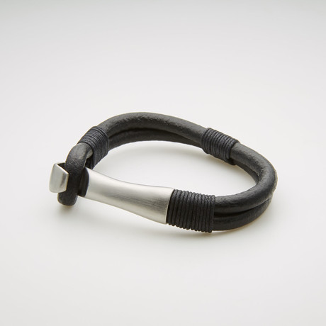 Cord Wrapped Hook + Double Stranded Bracelet // Black + White
