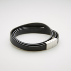 Magnetic Leather Wrap Bracelet // Black + White