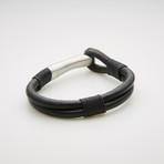 Cord Wrapped Hook + Double Stranded Bracelet // Black + White