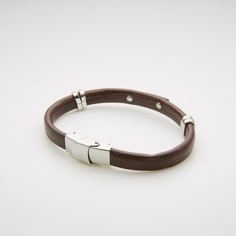 Banded Leather Bracelet // Brown + White