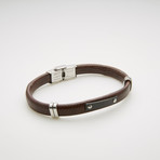 Banded Leather Bracelet // Brown + White