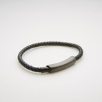 Cylinder Station + Braided Leather Magnetic Bracelet // Black