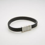 Woven Leather Magnetic Bracelet // Black + White