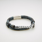 Double Stranded Rondelle Beaded + Leather Bracelet // Black + Blue