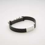 Curb Chain Station + Leather Magnetic Bracelet // Black + White