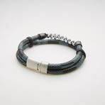 Double Stranded Rondelle Beaded + Leather Bracelet // Black + Blue