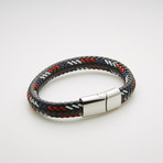 Steel Evolution // Woven Leather Magnetic Bracelet // Red + White + Black