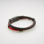 Snake Print Double Stranded Magnetic Bracelet // Red + Black