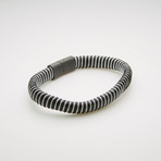 Leather + Cord Wrapped Magnetic Bracelet // Black + White
