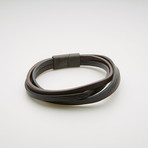 Triple Stranded Leather Magnetic Bracelet // Black + Brown