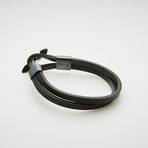 Groove-Cut Anchor + Leather Bracelet // Black