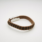 Magnetic Leather Cord Bracelet // Brown + Black + White