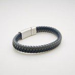 Braided Leather Magnetic Bracelet // Blue + Gray