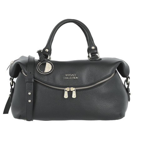 Pebbled Leather Medium Top-Handle Bag V1 // Black