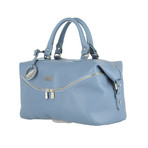 Pebbled Leather Medium Top-Handle Bag // Sky Blue