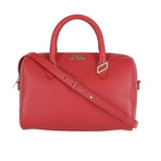 Pebbled Leather Medium Top-Handle Bag // Red