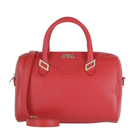 Pebbled Leather Medium Top-Handle Bag // Red