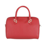 Pebbled Leather Medium Top-Handle Bag // Red