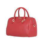 Pebbled Leather Medium Top-Handle Bag // Red