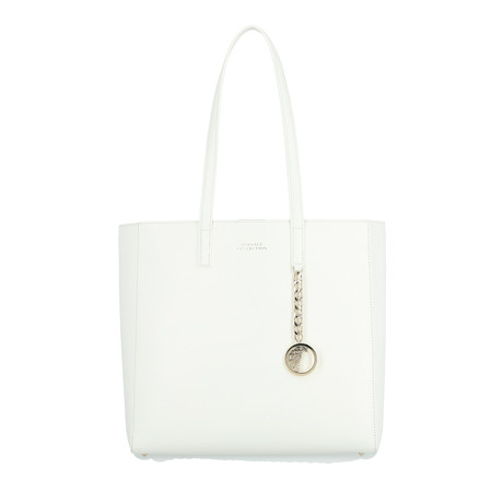 Pebbled Leather Large Tote Bag // White