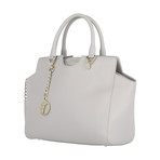 Pebbled Leather Medium Satchel Bag // Grey