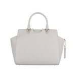 Pebbled Leather Medium Satchel Bag // Grey