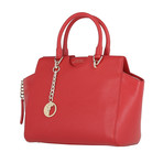 Pebbled Leather Medium Satchel Bag // Red