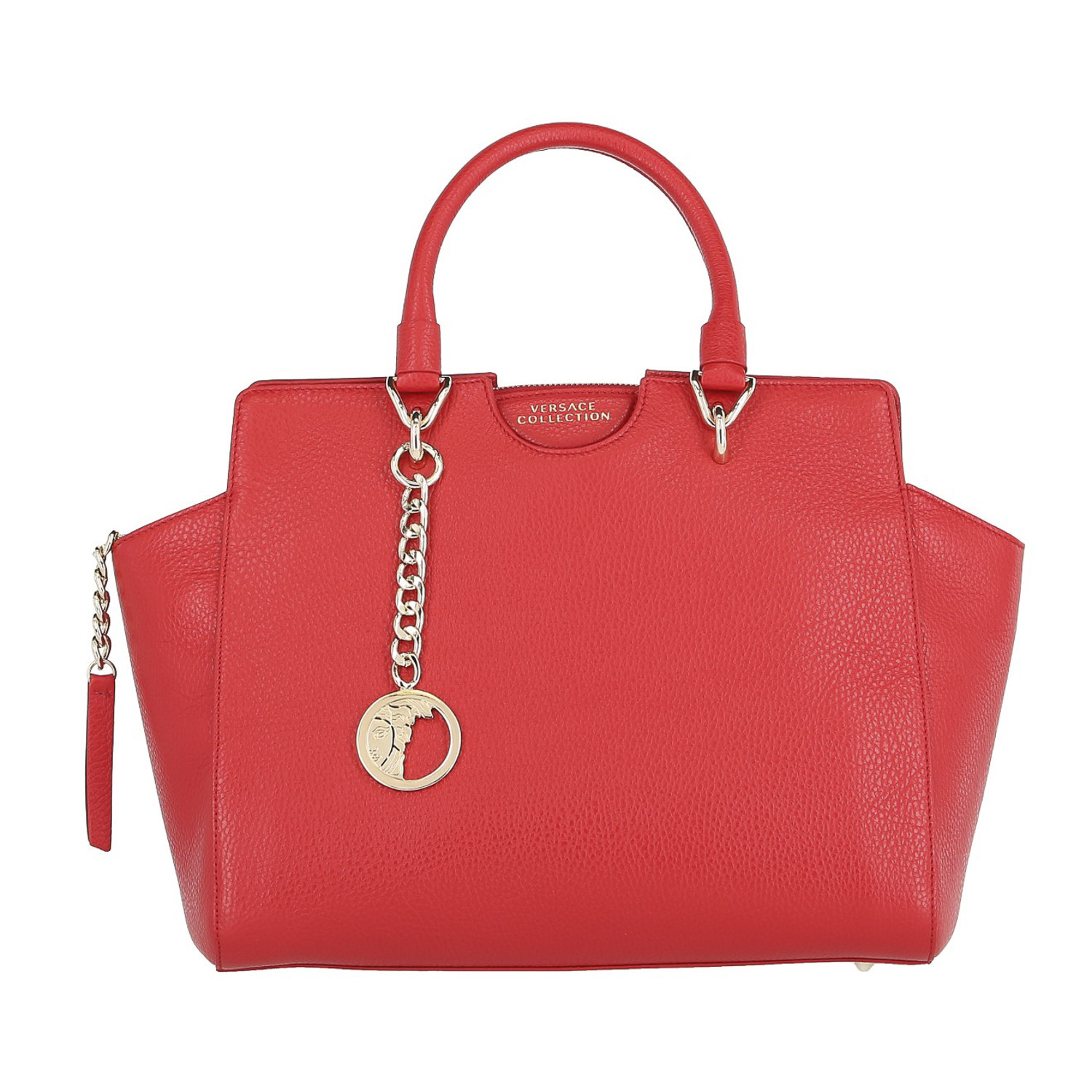 Pebbled Leather Medium Satchel Bag // Red - Versace Collection - Touch ...