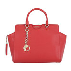 Pebbled Leather Medium Satchel Bag // Red