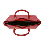 Pebbled Leather Medium Satchel Bag // Red